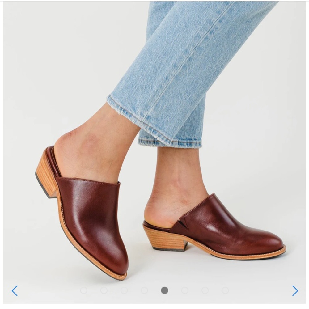 Portland Leather Patina Brown Mule Clogs